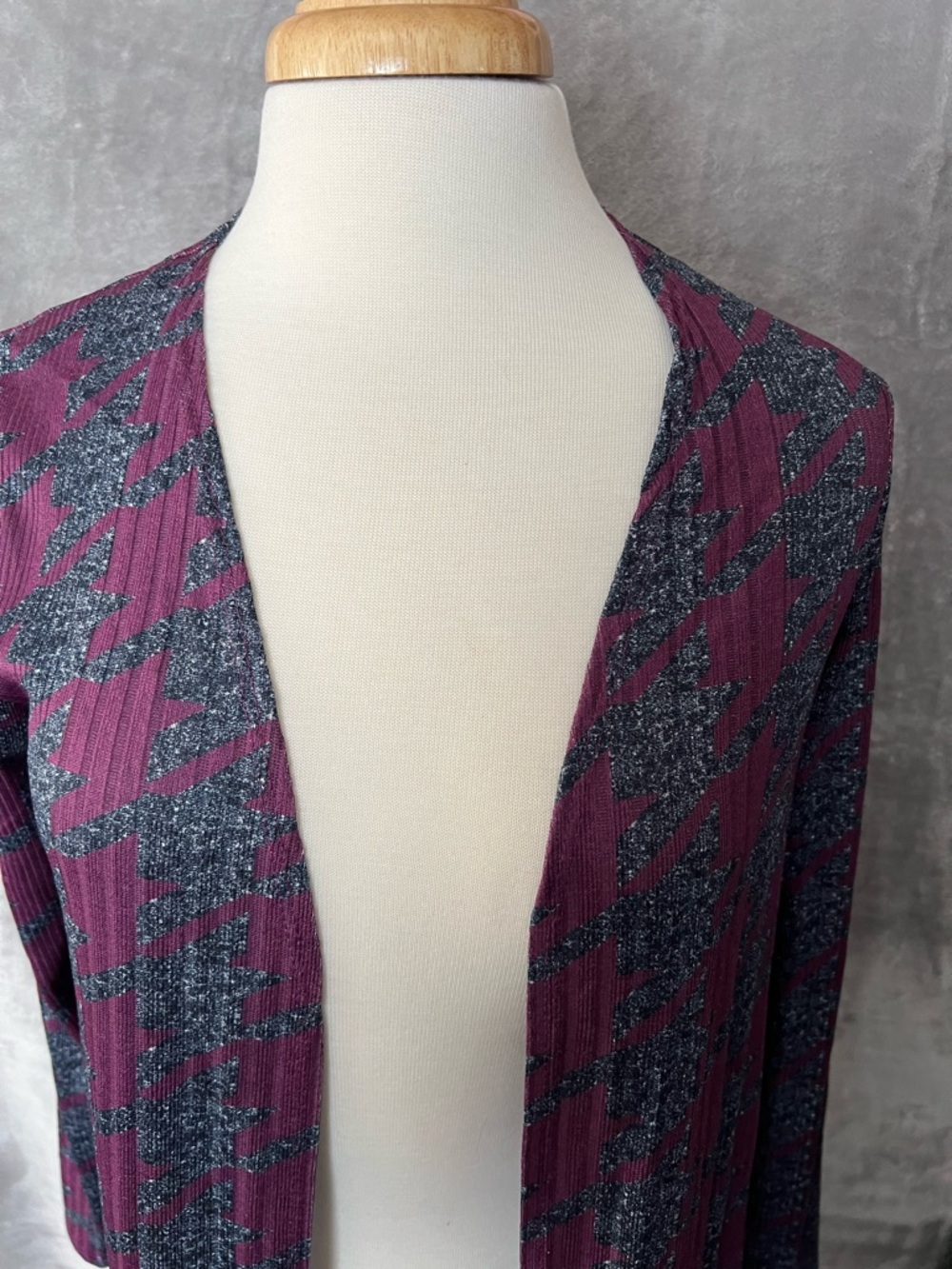 I.N. Studio Petite Cardigan Womens PM Purple Gray Open Front NWT